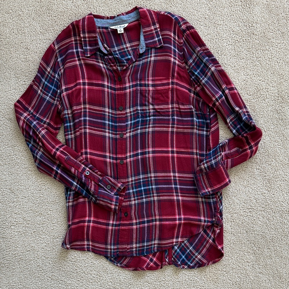 Lucky Brand Red and Blue Plaid Shirt
